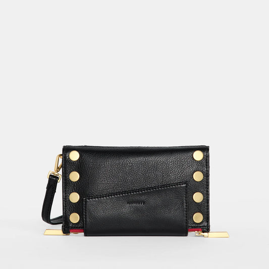 Levy  Black/Brushed Gold Red Zip Clutch Wallet