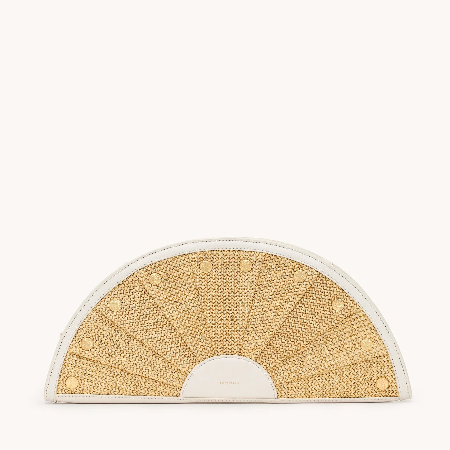 Shelley Calla Lily White Raffia/Brushed Gold Hammered Clutch