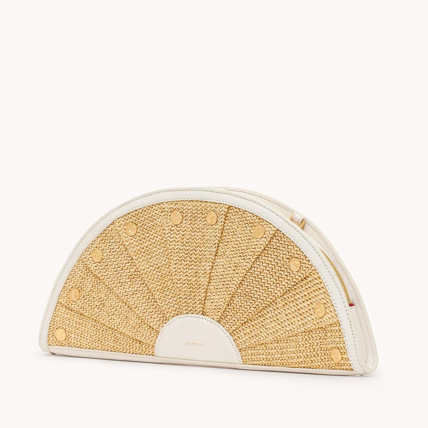 Shelley Calla Lily White Raffia/Brushed Gold Hammered Clutch