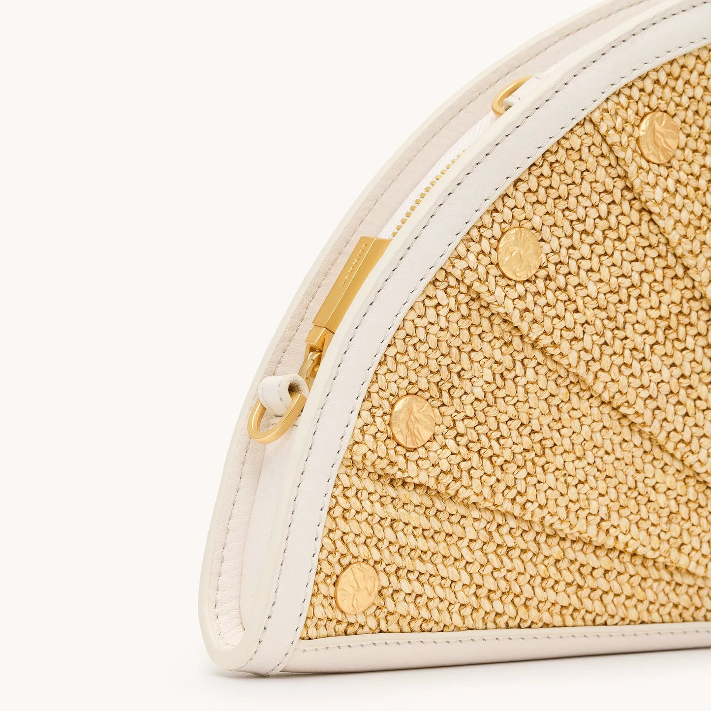 Shelley Calla Lily White Raffia/Brushed Gold Hammered Clutch