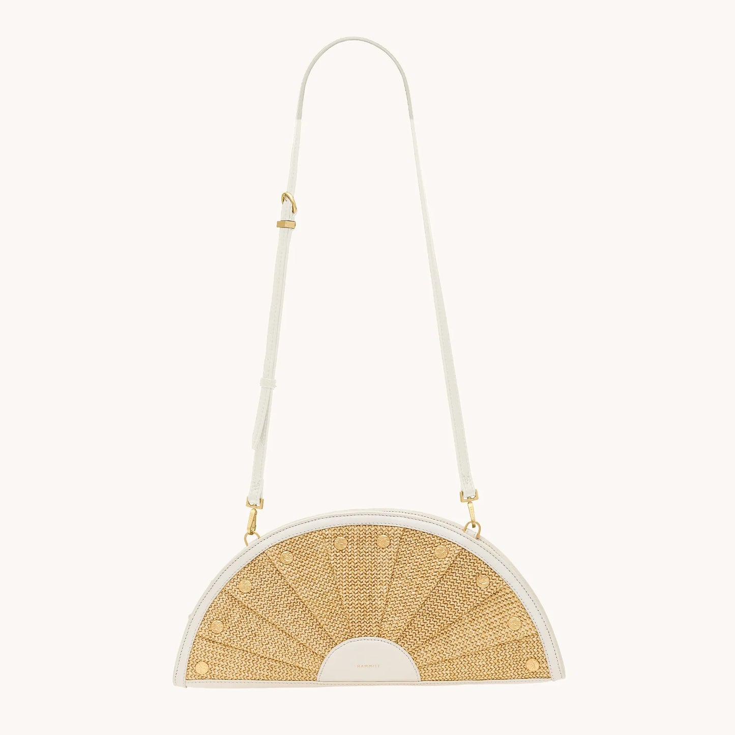Shelley Calla Lily White Raffia/Brushed Gold Hammered Clutch