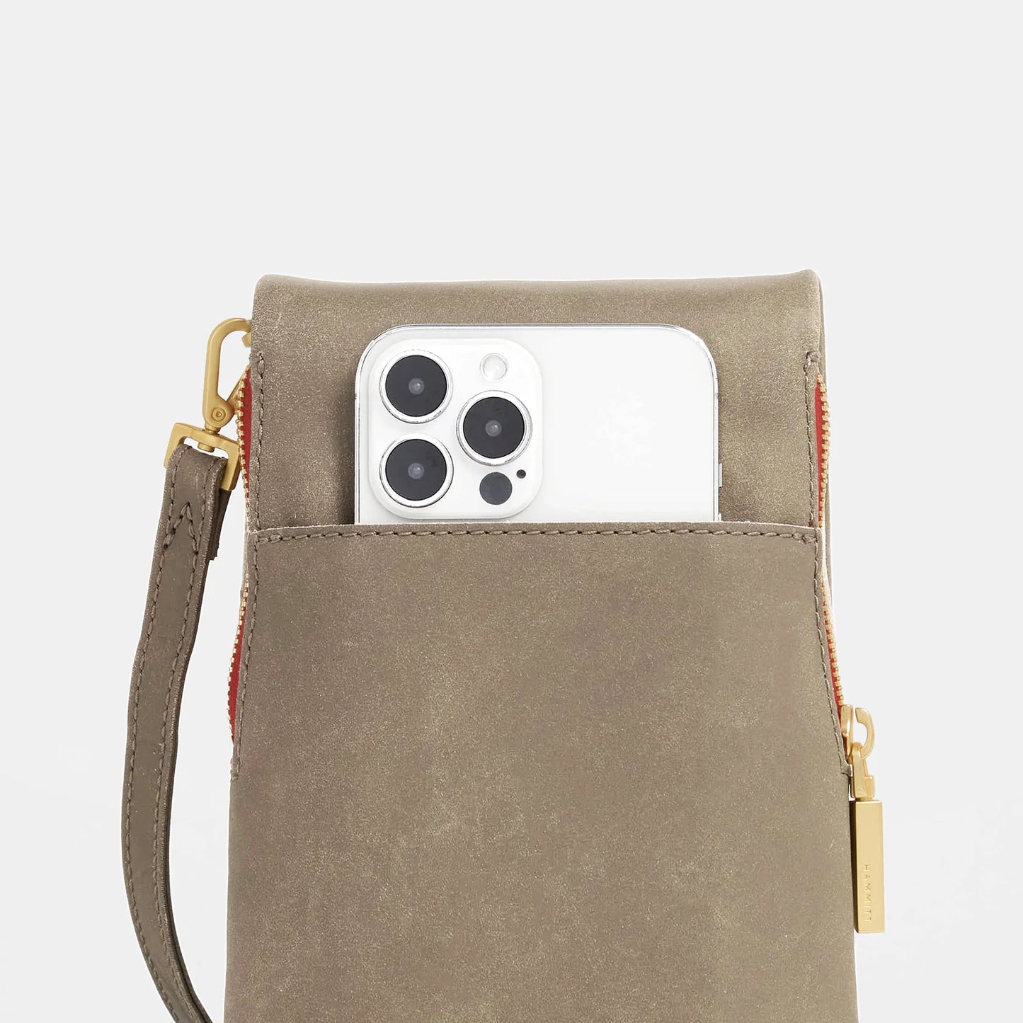 VIP Mobile Pewter/Brushed Gold Red Zip Handbag
