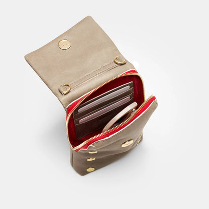 VIP Mobile Pewter/Brushed Gold Red Zip Handbag