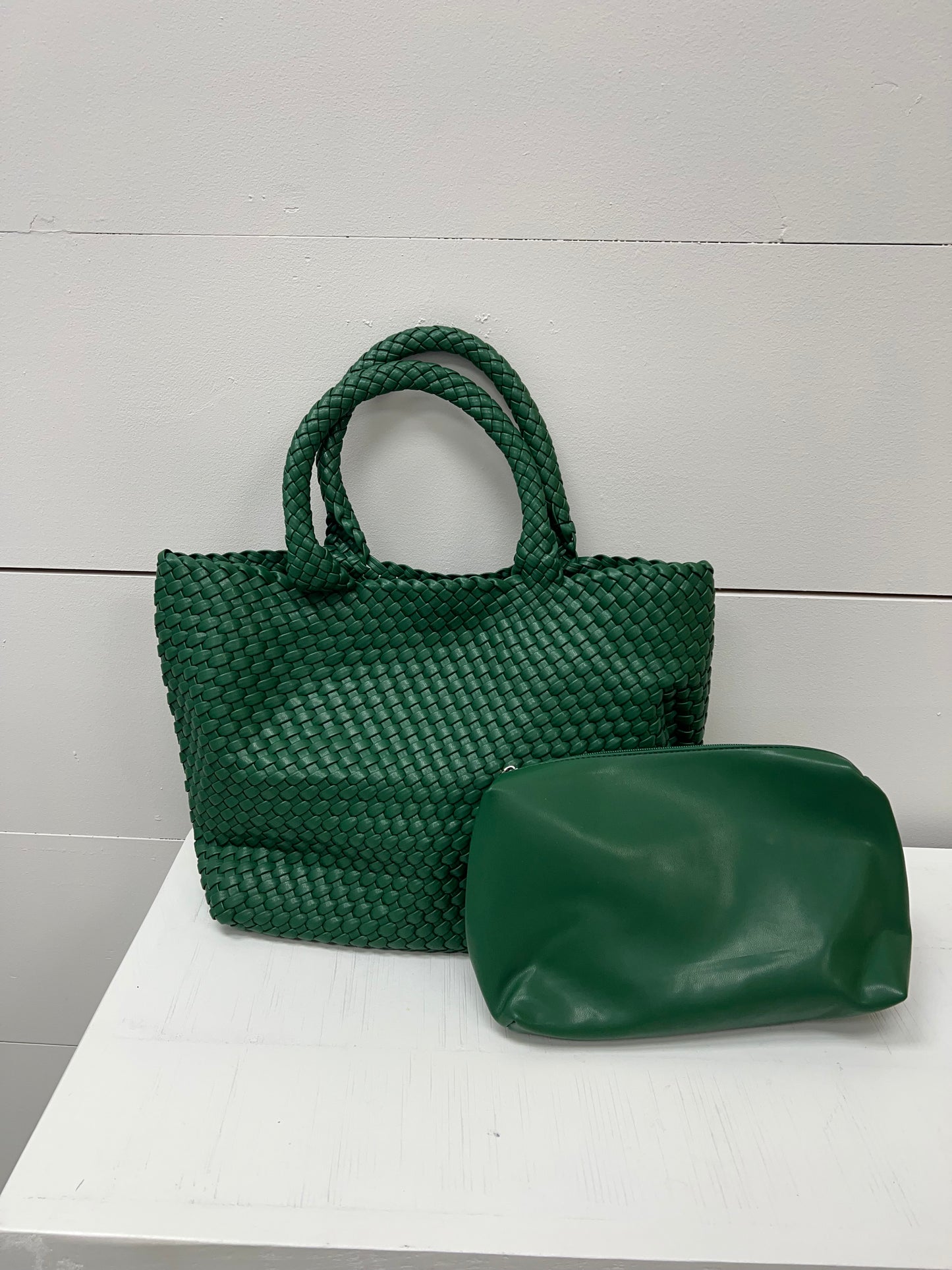 Woven Large Green Handbag