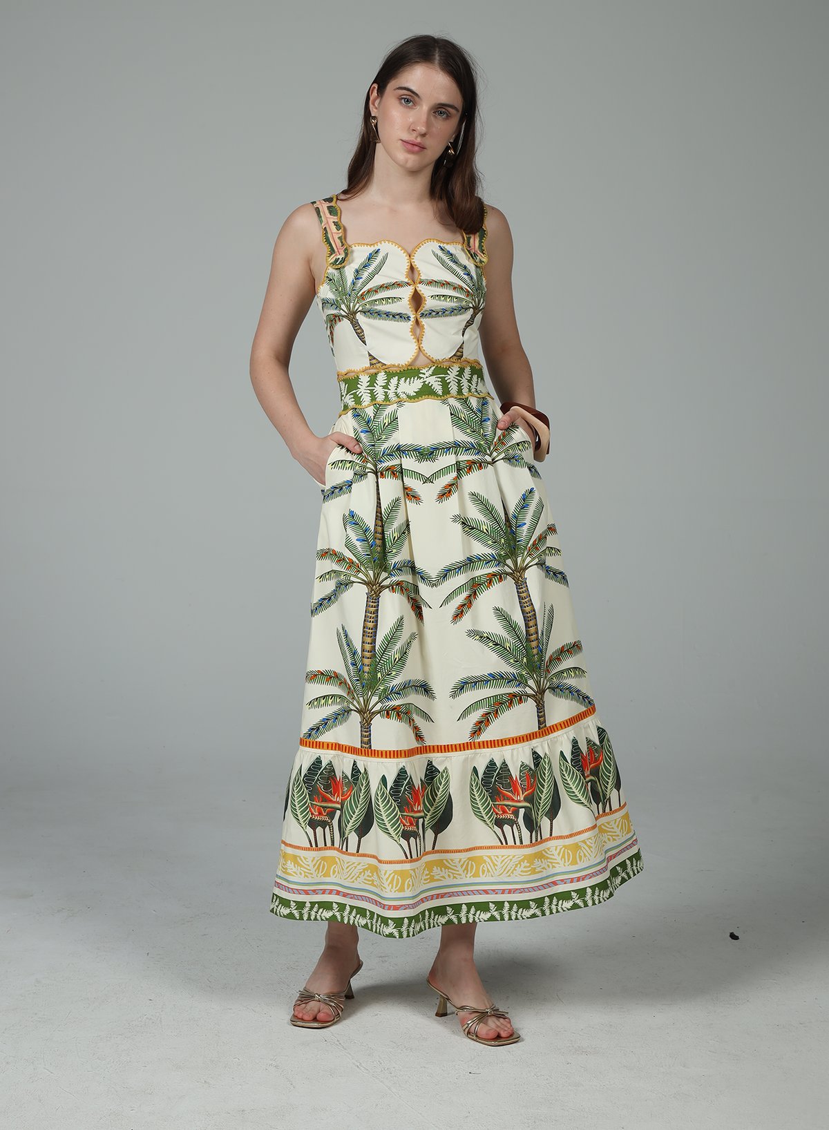 Sydney Tropical Print Midi Dress