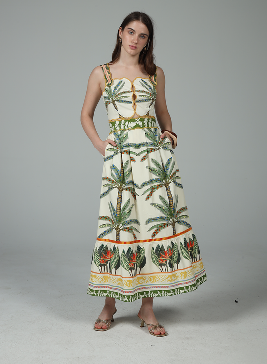 Sydney Tropical Print Midi Dress