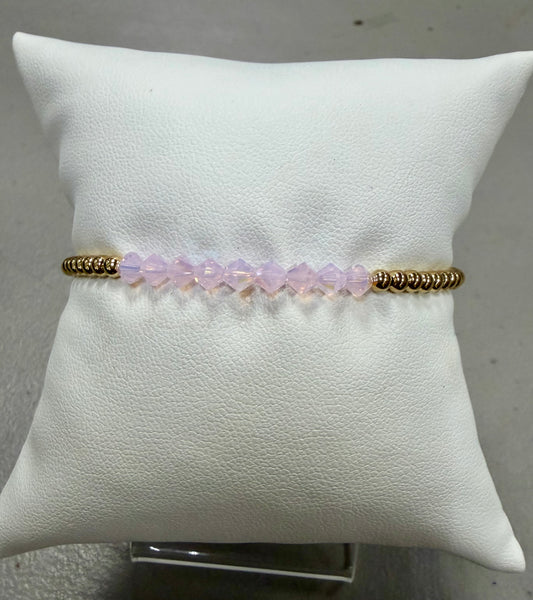 Crystal Bar Rose Water Opal 14K Gold Filled Beaded Bracelet