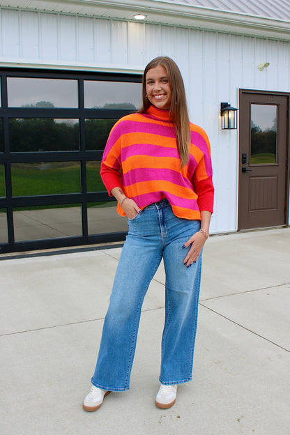 London Stripe Coral Multi Sweater