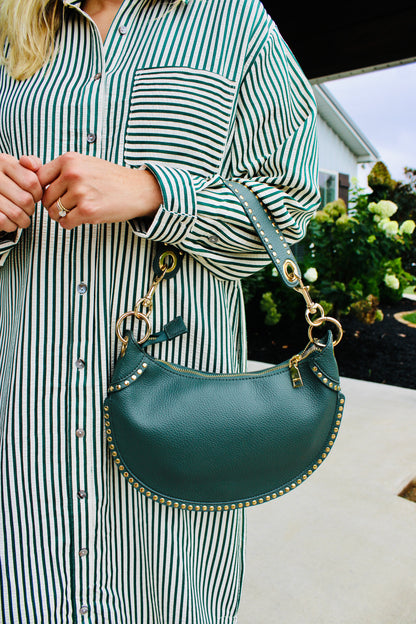 Jenna Studded Dark Slate Shoulder Bag