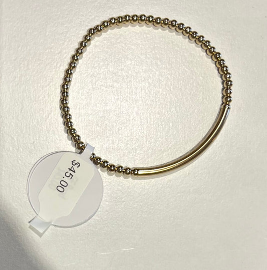3mm Gold Filled Bar Beaded Bracelet