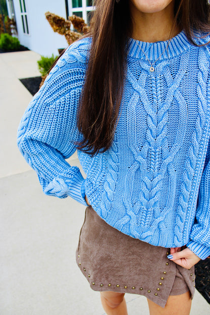 Frankie Della Robbia Blue Cable Sweater
