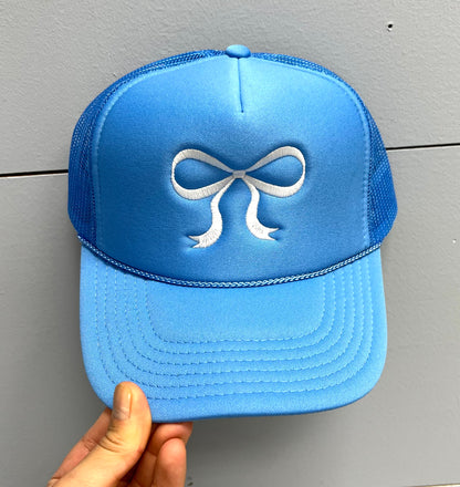 Girly Bow White/Blue Cap