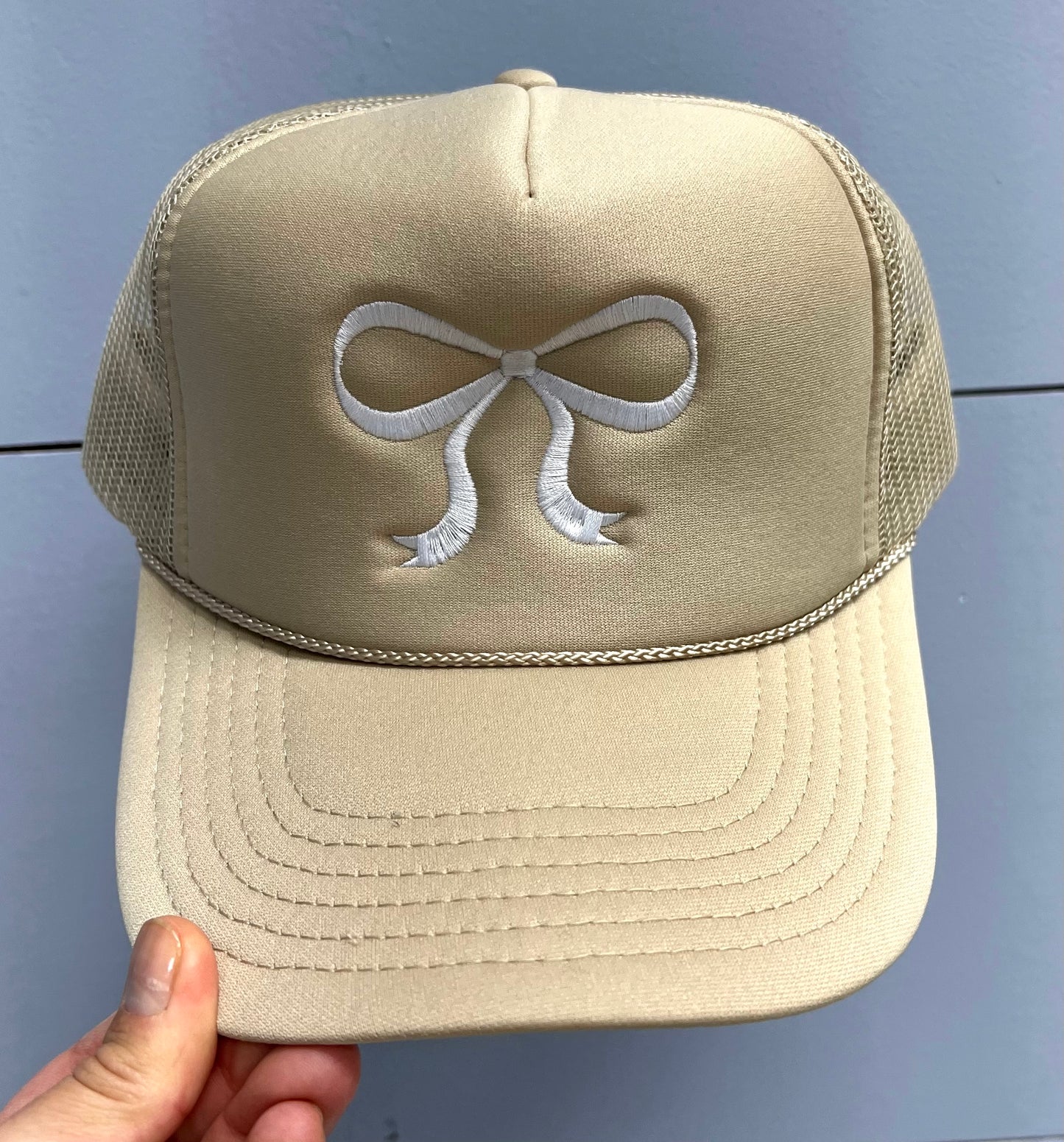 Girly Bow White/Khaki Cap