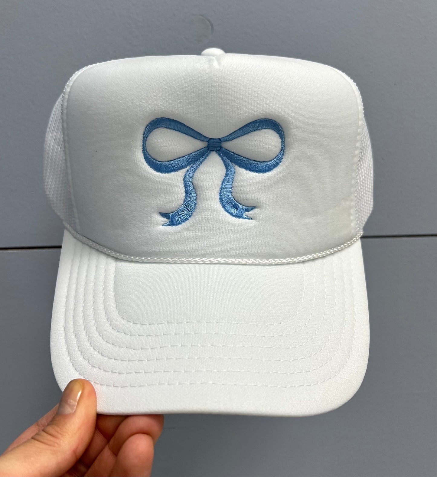 Girly Bow Blue/White Cap