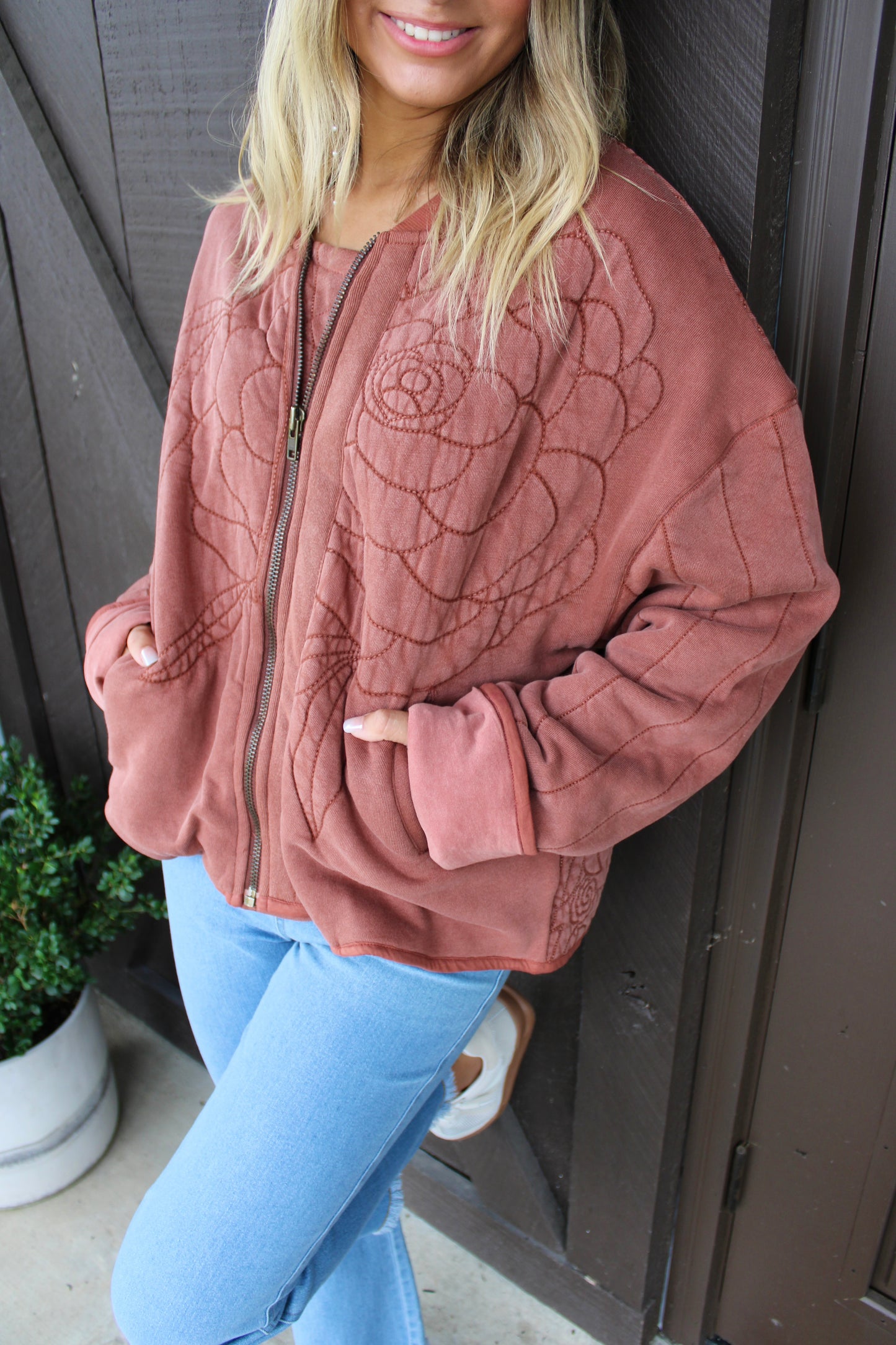 Rose Cinnamon Stick Zip-Up Sweatshirt