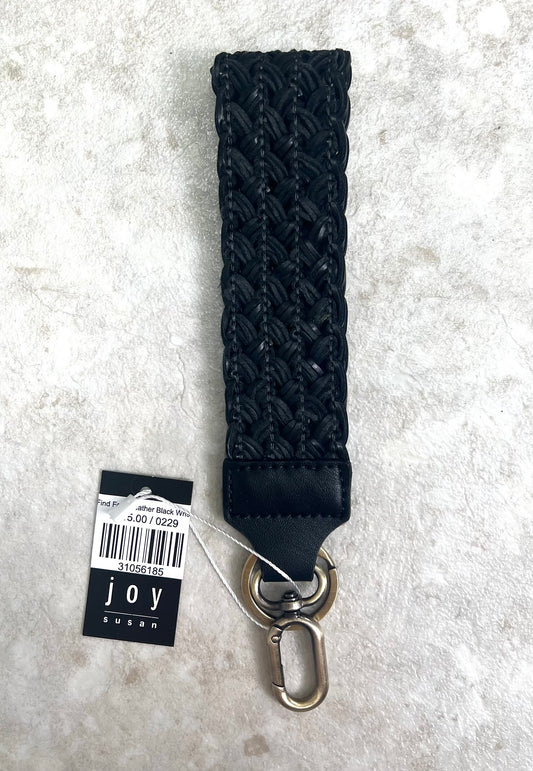 1.5"Easy Find Faux Leather Black Wristlet Keychain