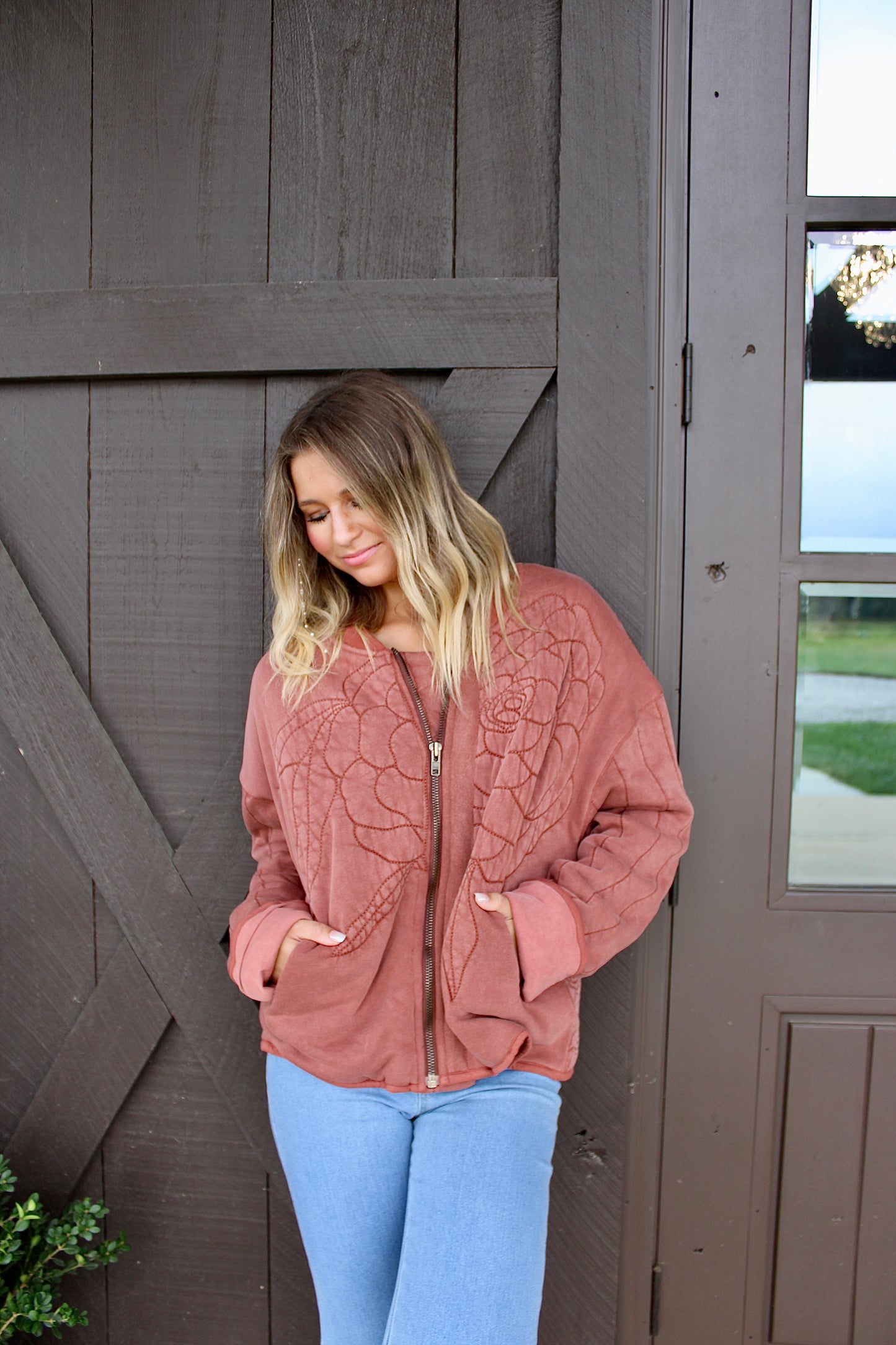 Rose Cinnamon Stick Zip-Up Sweatshirt