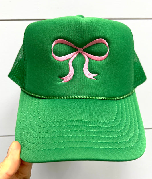 Girly Bow Pink/Green Cap