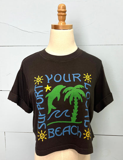 Support Your Local Beach Vintage Black Tee