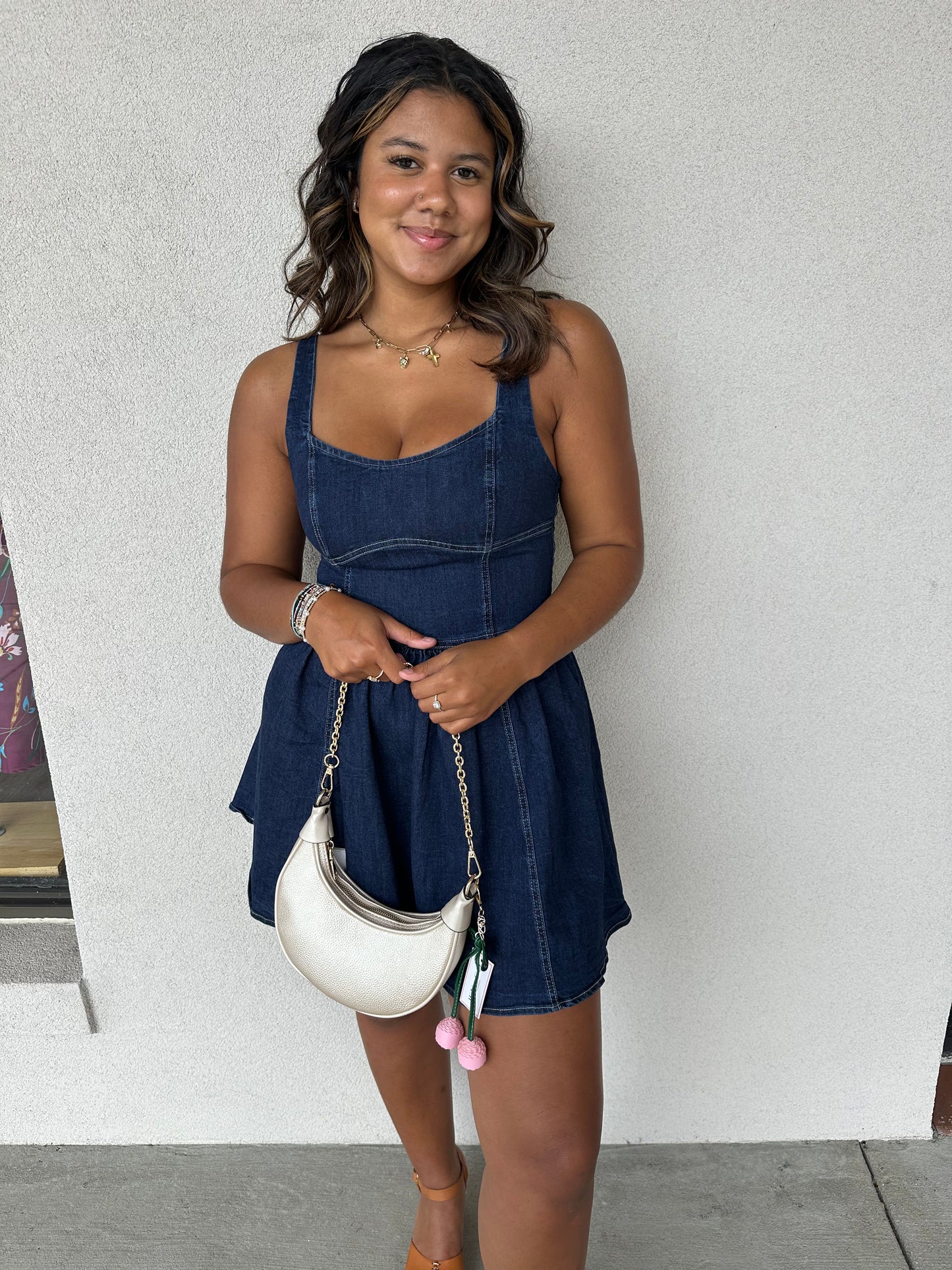 Zora Champagne Half-Moon Shoulder Bag