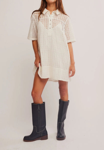 Remino Eyelet  Bright White Mini Dress