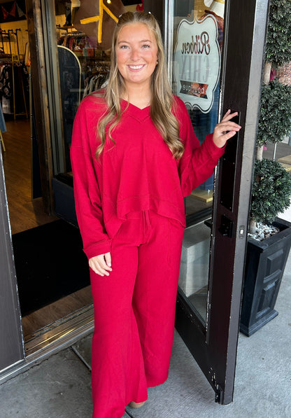 Staycation Deep Cherry Pullover