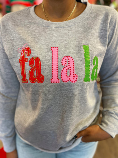 Fa La La Gray Fray Sweatshirt