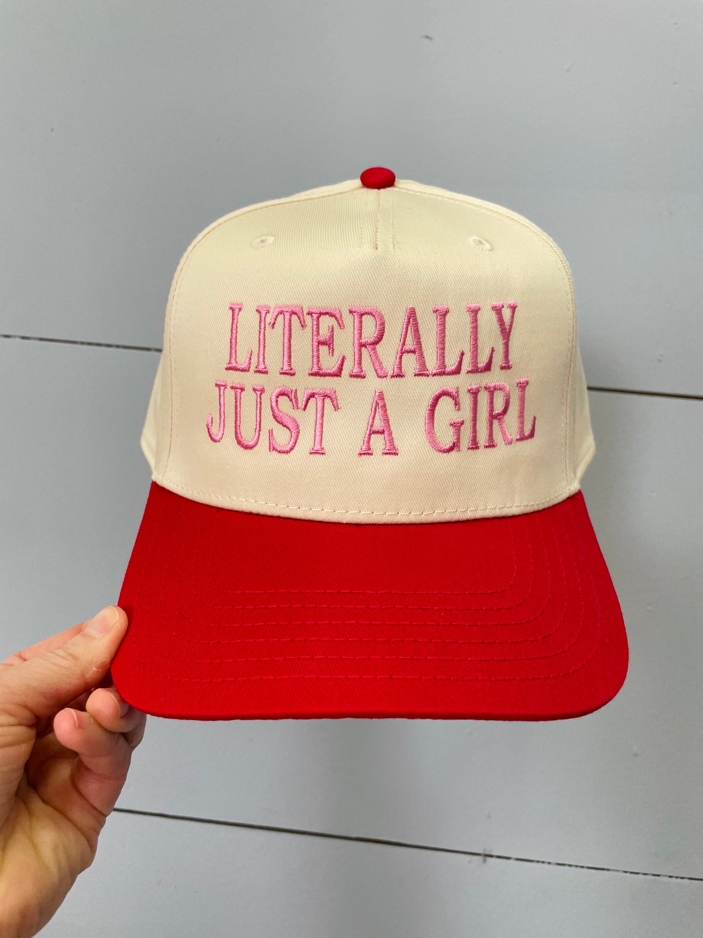 Literally Just a Girl Pink/Red Cap