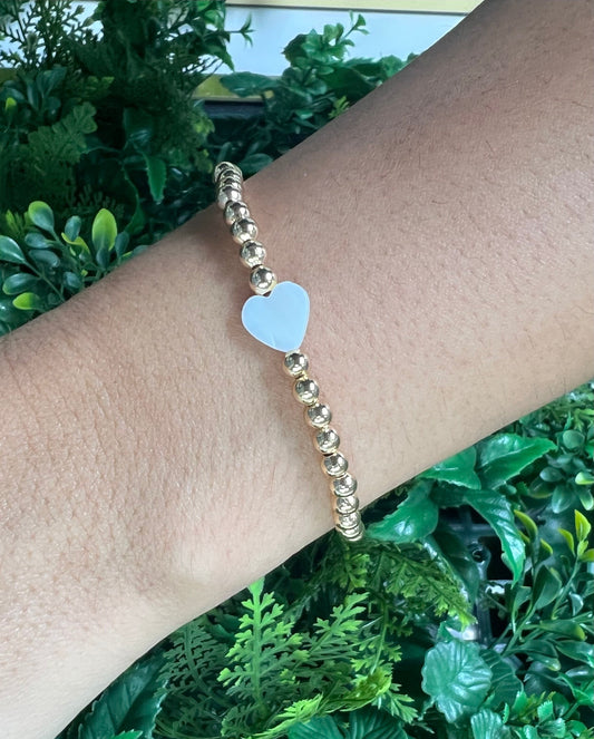 White Heart Beaded Bracelet