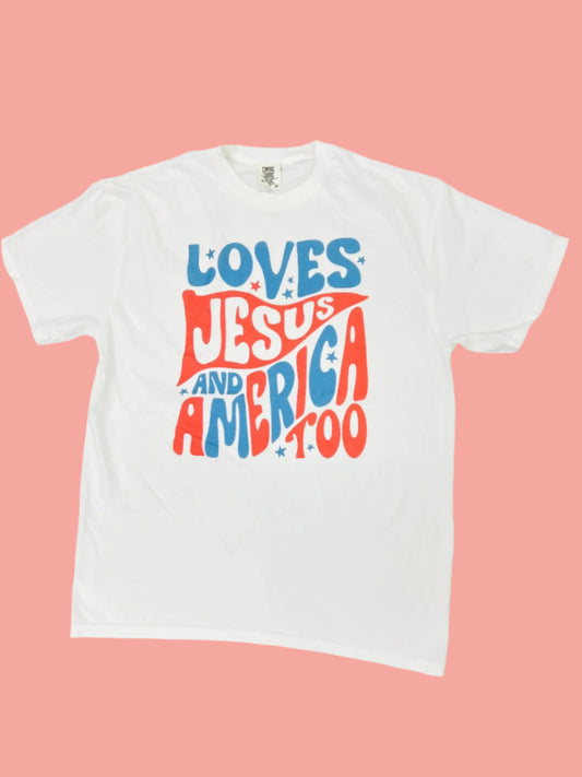 Loves Jesus and America Too Graphic Tee
