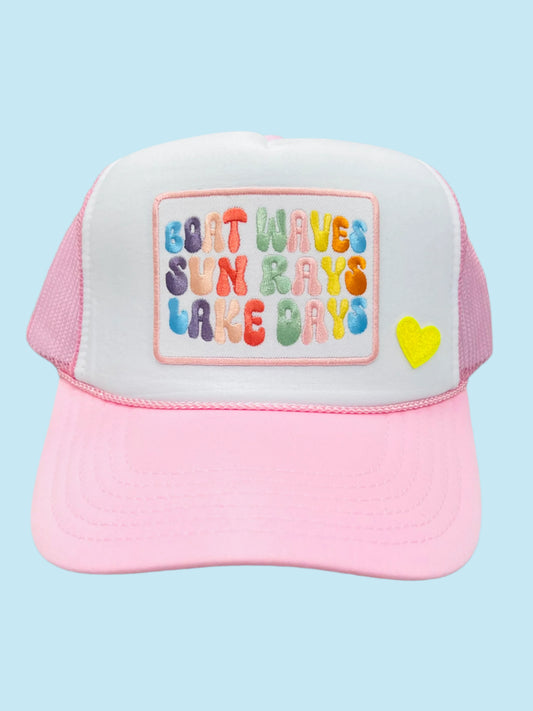 Boat Waves Pink Patch Cap