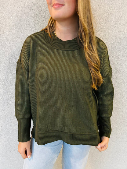 Chasing Chill Olive Sweater
