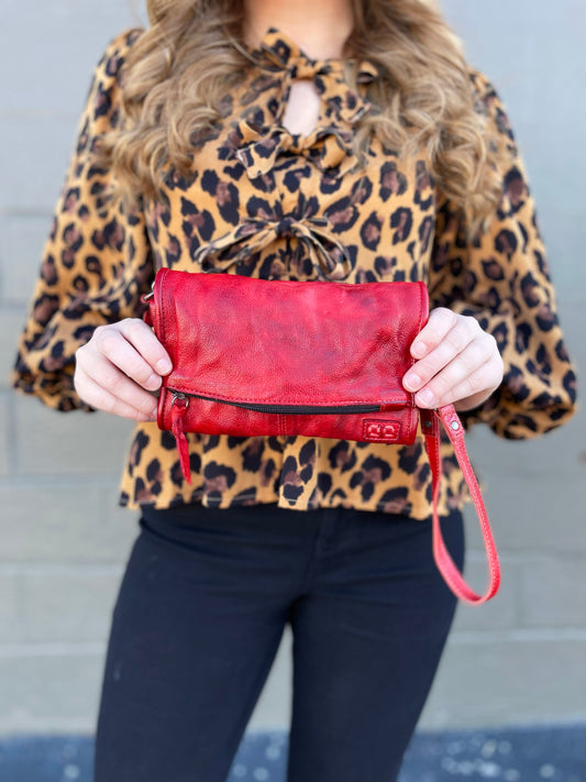 Amina Indie Red Dip Dye Crossbody Clutch