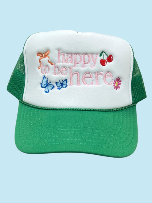 Happy to Be Here Green Cap
