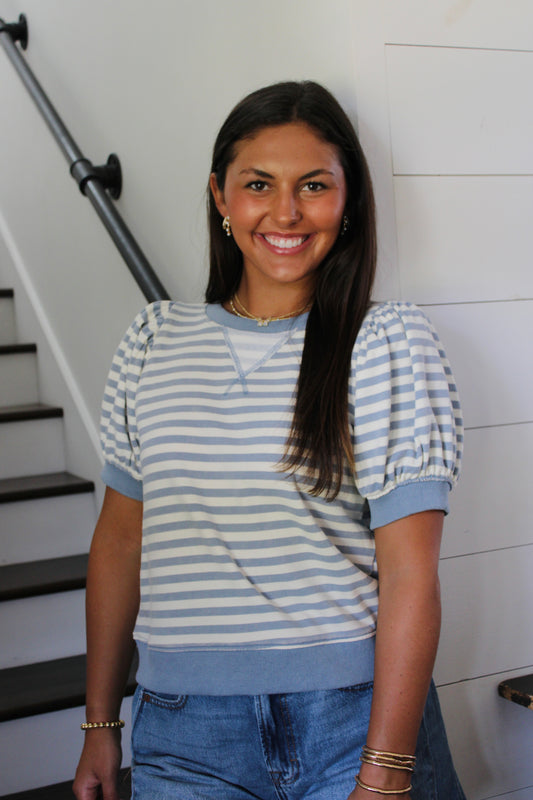 Striped Style Blue Top