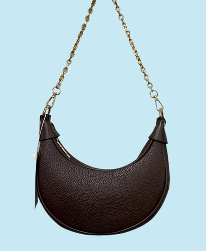 Zora Espresso Half-Moon Shoulder Bag