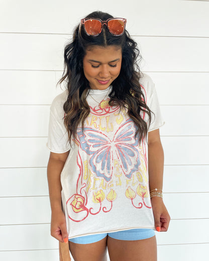 Spring Showers Vintage White Combo Tee