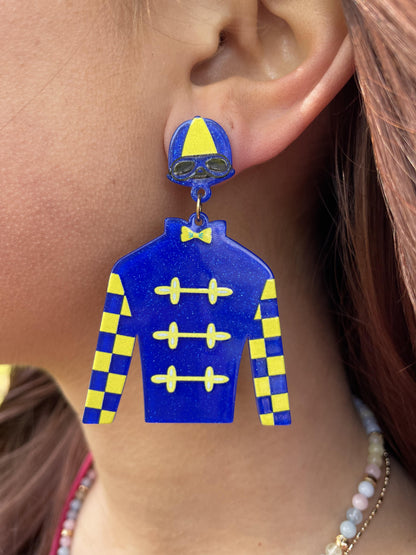 Glitter Derby Uniform Royal Blue Earrings