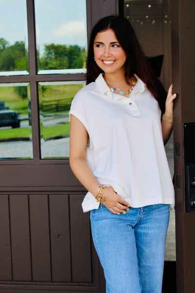 Keep On Polo Clean Ivory Top – Ribbon Chix