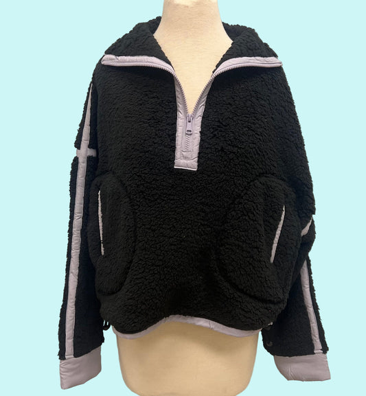 Jill  Black Sherpa Half-Zip Fleece Pullover