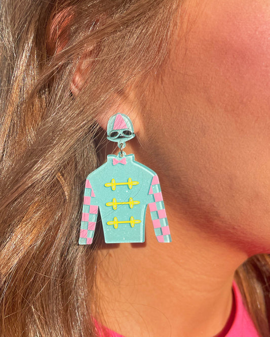 Glitter Derby Uniform  Mint Earrings