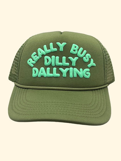 Dilly Dallying Olive Trucker Cap