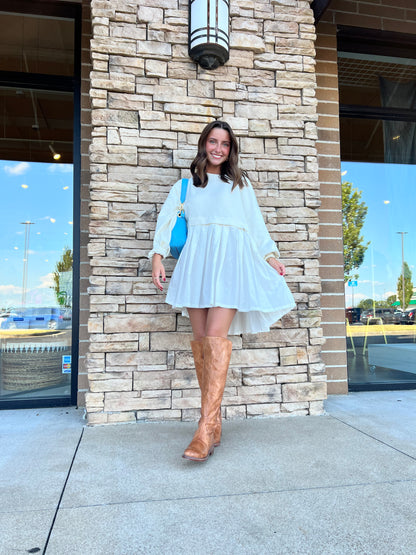 Eleanor Heather Grey Ivory Combo Sweatshirt Dress