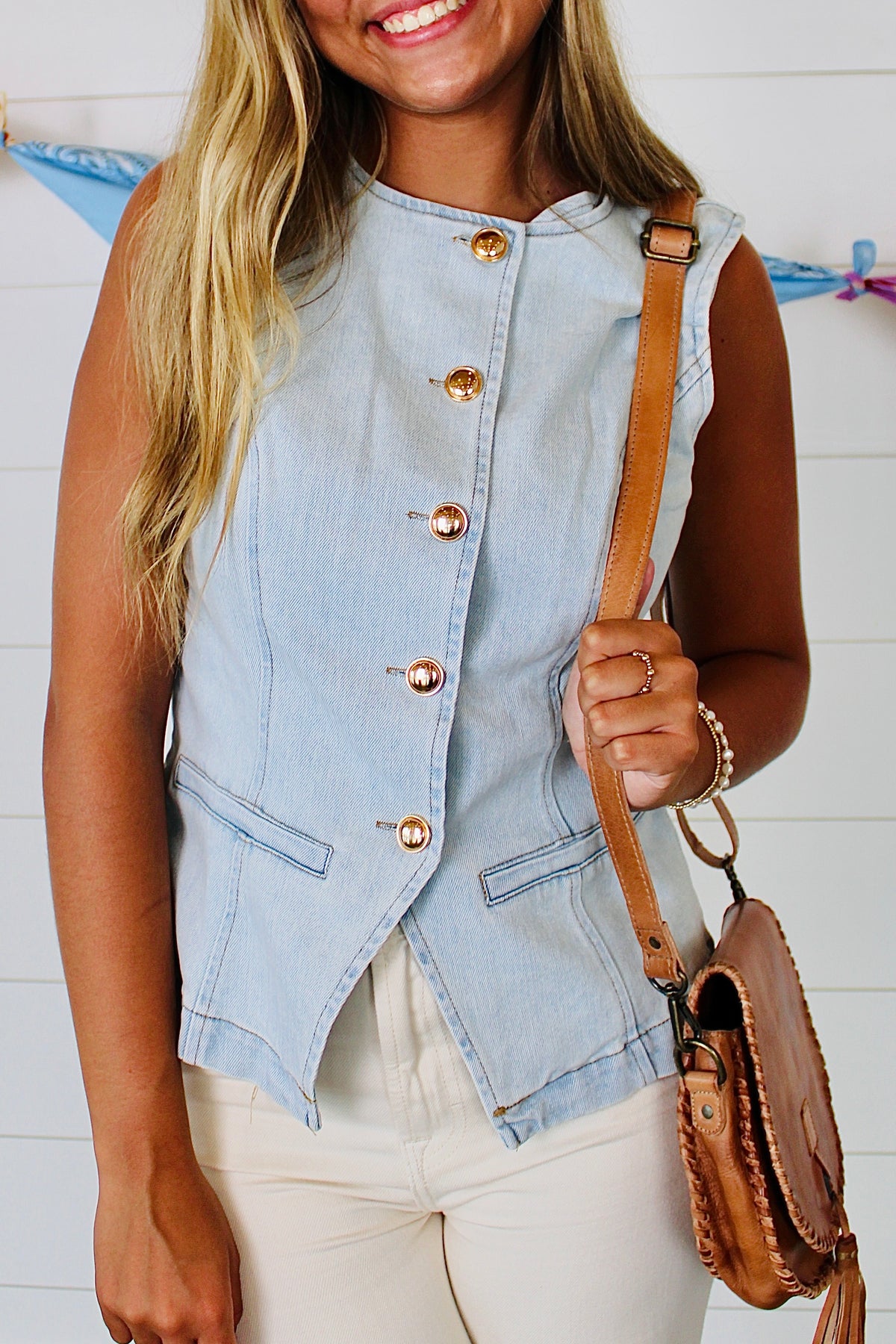Said it All Light Denim Vest Top