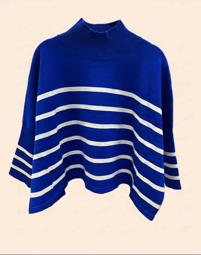 Aja Stripe Blue/White Sweater Top
