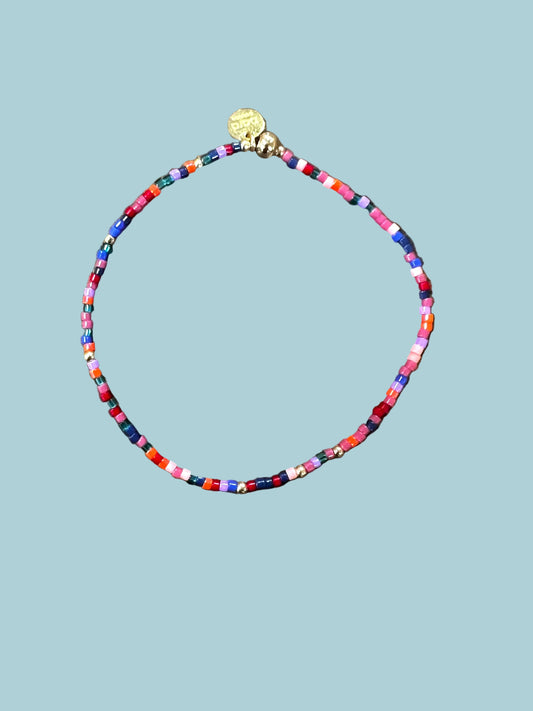 Colorful #7 with 14K Gold Filled Beaded Bracelet