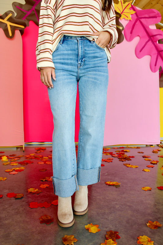 Ella Vintage Wash Wide Straight Denim