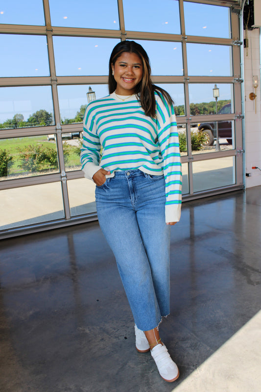 In Harmony Blue/Green Sweater Top