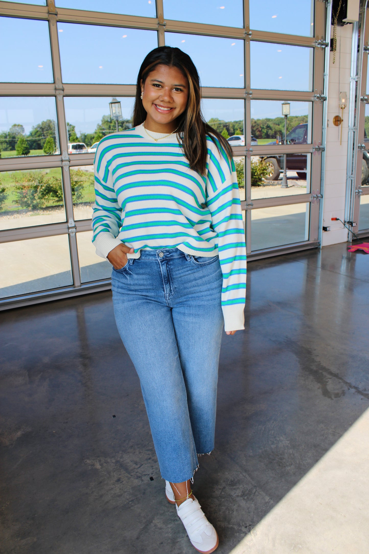 In Harmony Blue/Green Sweater Top