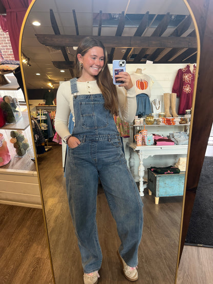 Sophia Barrel Leg Overall Jumpsuit